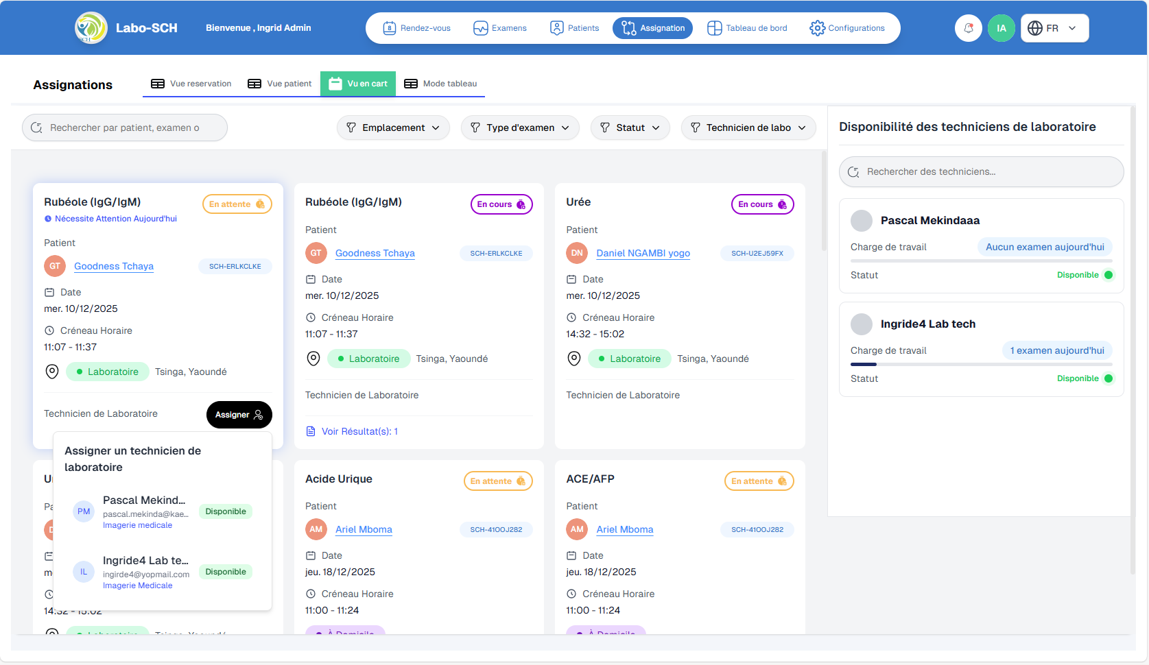 Détails et assignation