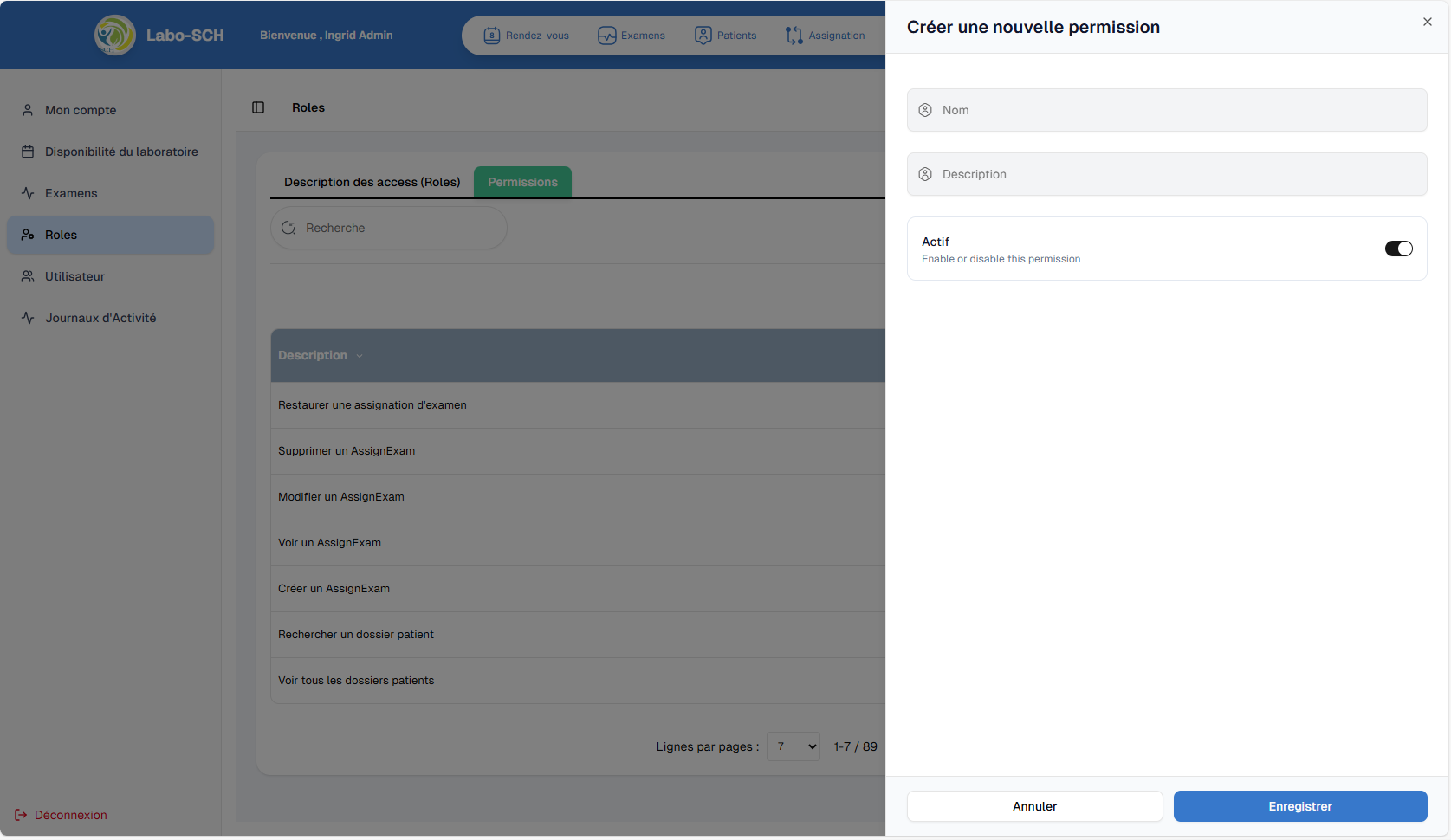 Créer une permission