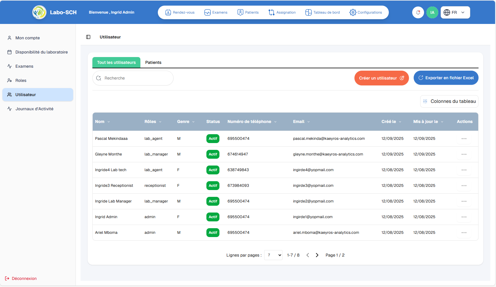 Gestion des utilisateurs