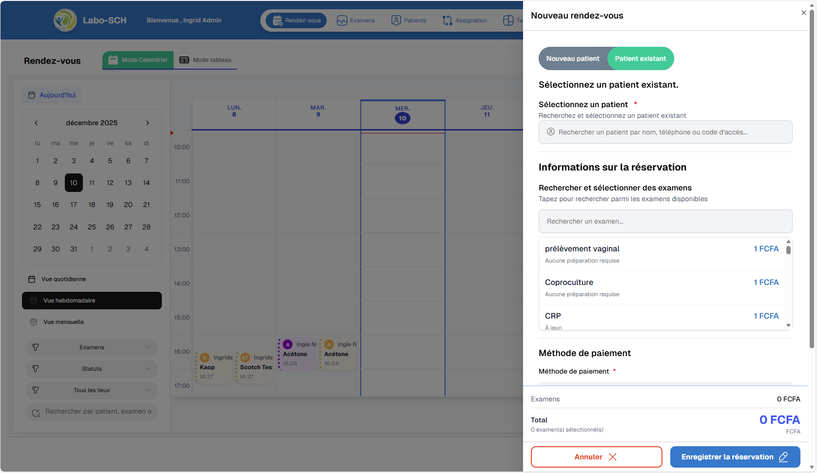Nouveau rendez-vous - Patient existant